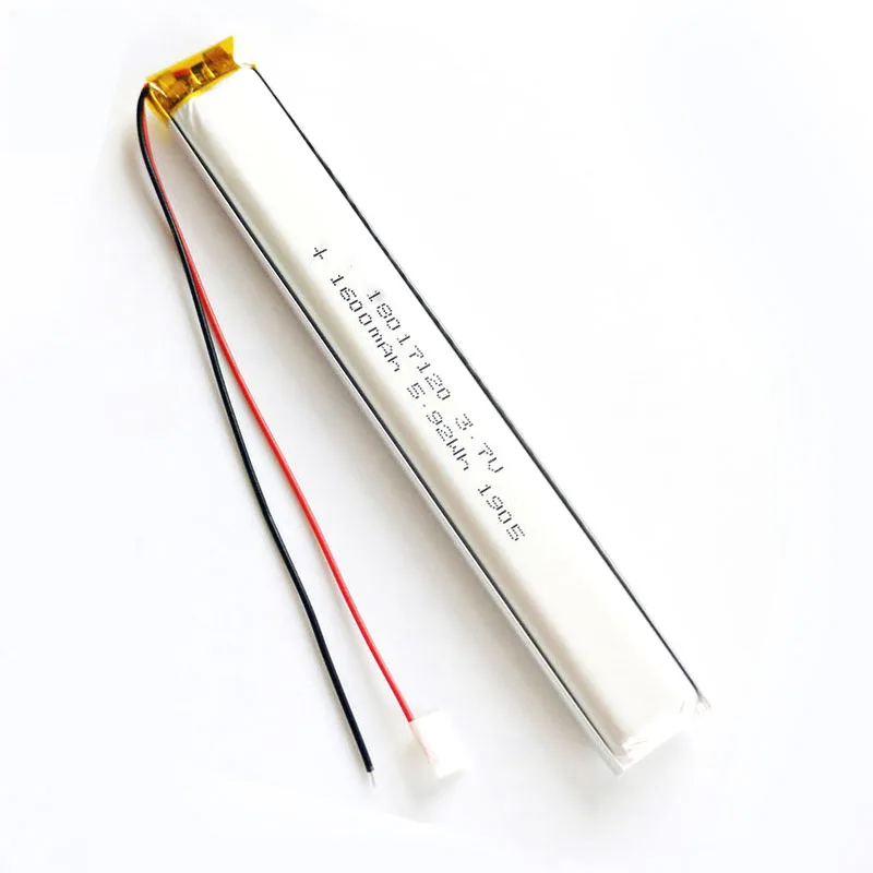 リチウムポリマー電池,3.7v,1600mah,8017120mm,jstコネクタ