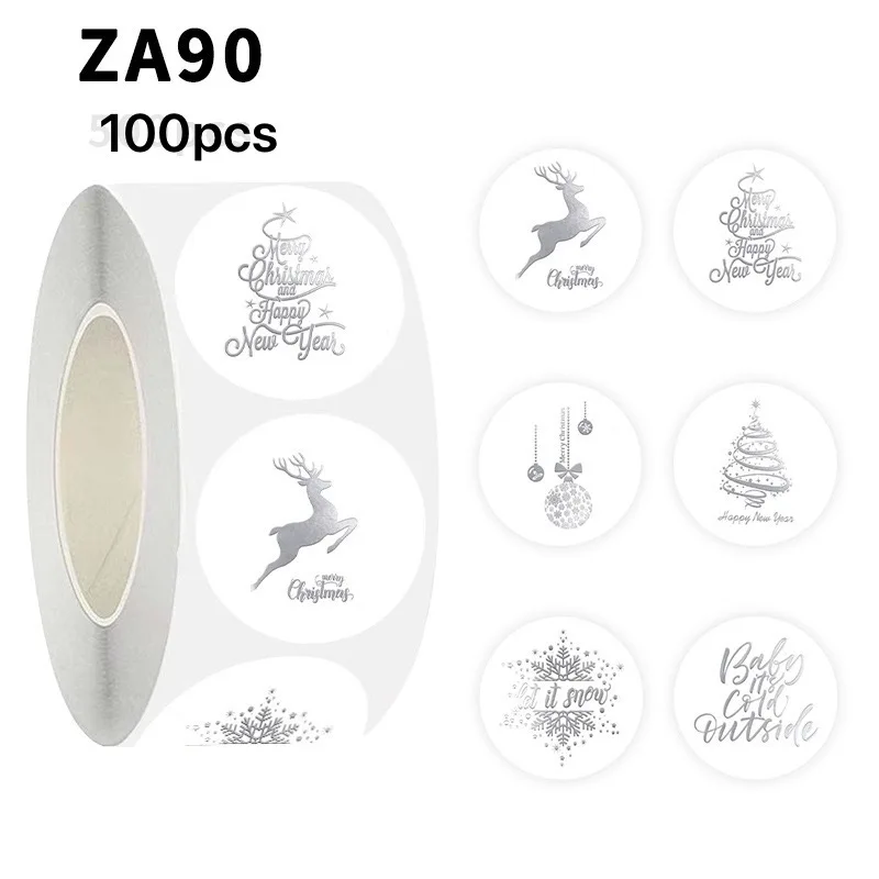 100-500pcs 1inch Removable Merry Christmas Sticker Label for New Year Party Decor Rose Gold Sealing Decal Decoration Supply