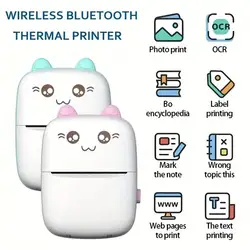 Mini Thermal Printer Portable Wireless BT 200dpi Photo Memo For Phone Notes Printing Tag Bluetooth 57mm Paper Inkless USB Cable