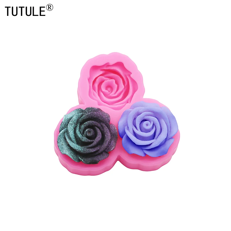 3D Rose floral Large Small Resin Accessories Silicone Molds DIY floral resin phone case head rope mold flower Chocolate Mold