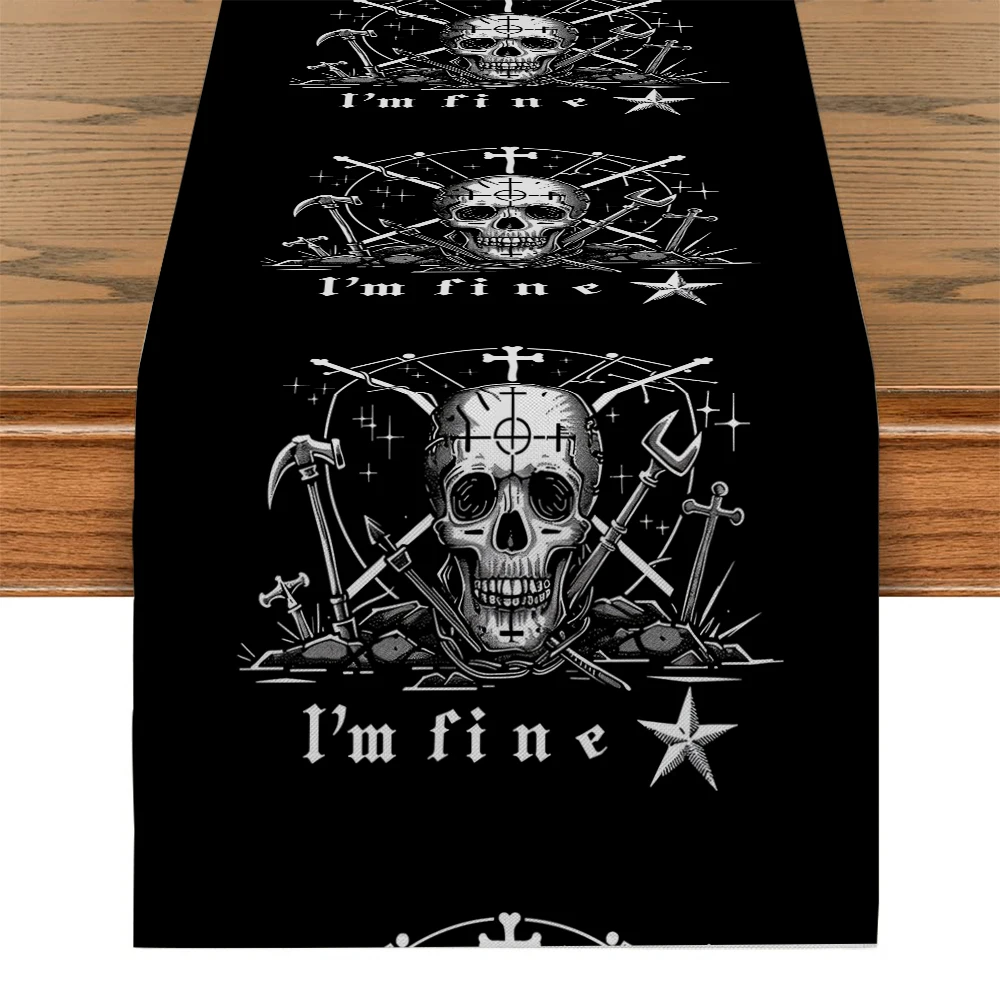 Gothic Skeleton Horror Death Table Runners Dresser Table Decor Reusable Kitchen Dining Table Runner Party Decor