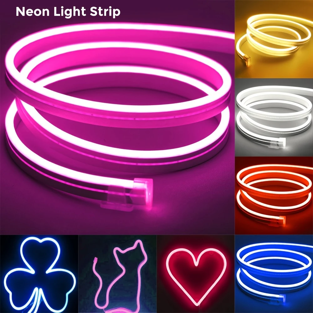 ( Plug) Led Neon Strip Light 5-30m Neon Rope With App 44key Remote Control For Home Decor Fairy Lighting