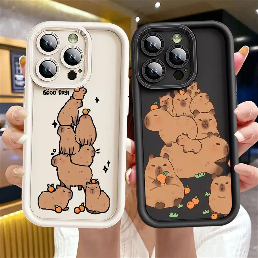 Phone Case for iPhone XS Max 17 Air 15 16 14 Plus 13 12 11 Pro Max 16e XR Soft Cover Capybara Cartoon Cute 