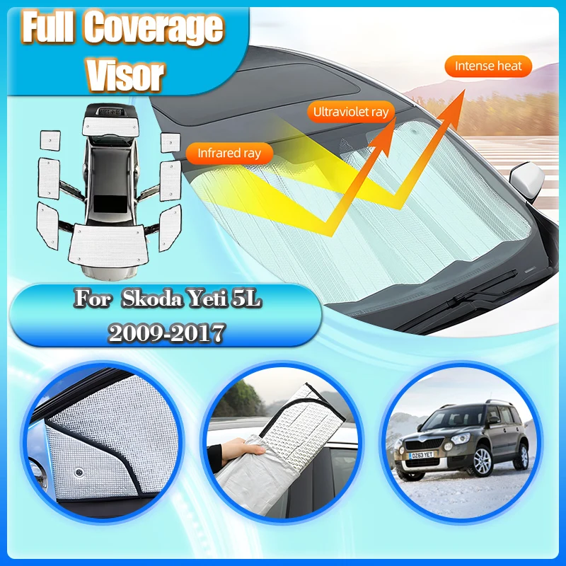 

Auto Sun Visors For Skoda Yeti 5L Car Accessories 2017-2009 2010 2012 Sunshades Outdoor Sunshading Side Window Sun Shade Tools