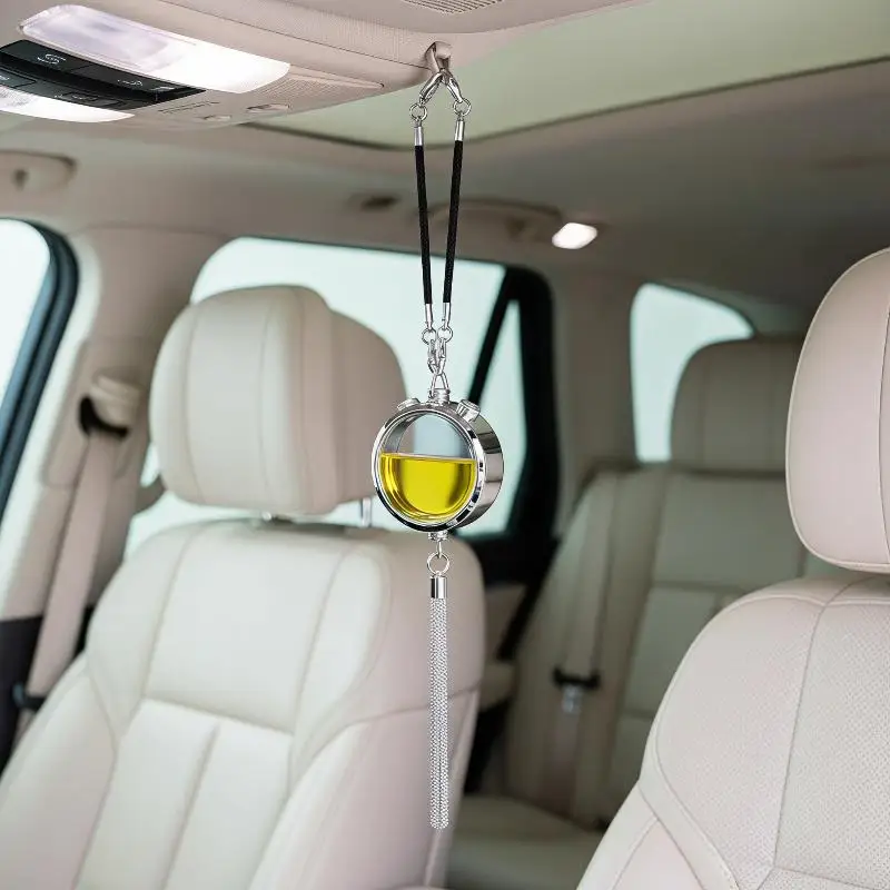 Lightweight Metal Car Empty Fragrance Bottle Hanging Pendant Refillable Diffuser for Vehicle Interior Decor Souvenir Gift
