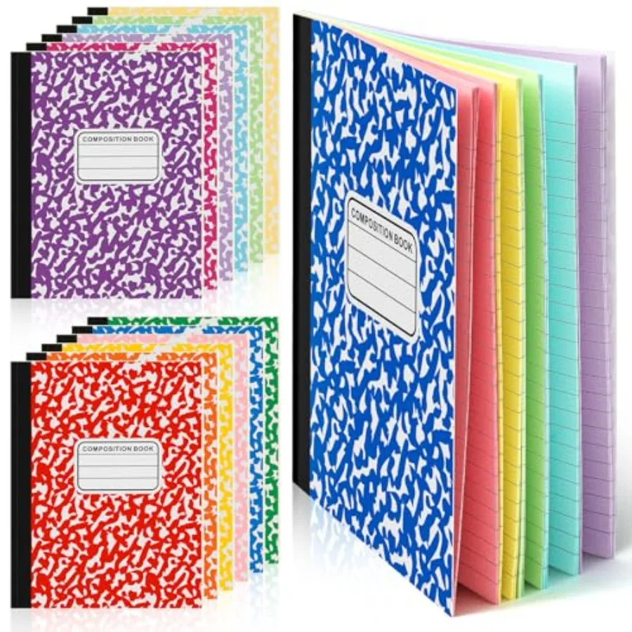 

Henoyso Pcs 0 Pages Colored Paper Notebooks 9.75" x 7.5" Lined Paper Notebook Wide Ruled Marble Notebooks Journals Bulk for Off