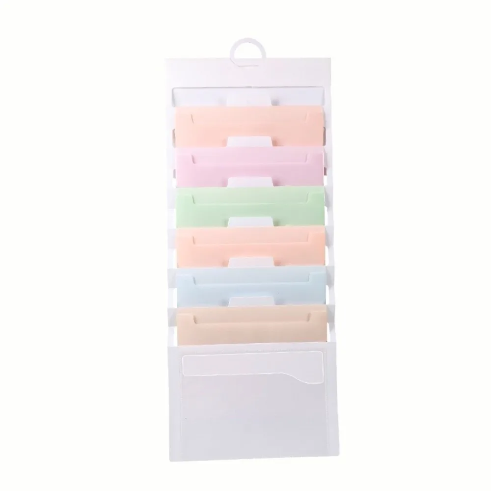 6 Pockets Hanging File Folders Wall Mounted Large Capacity File Organizer Multi-color Expandable Accordian Pockets Magazine