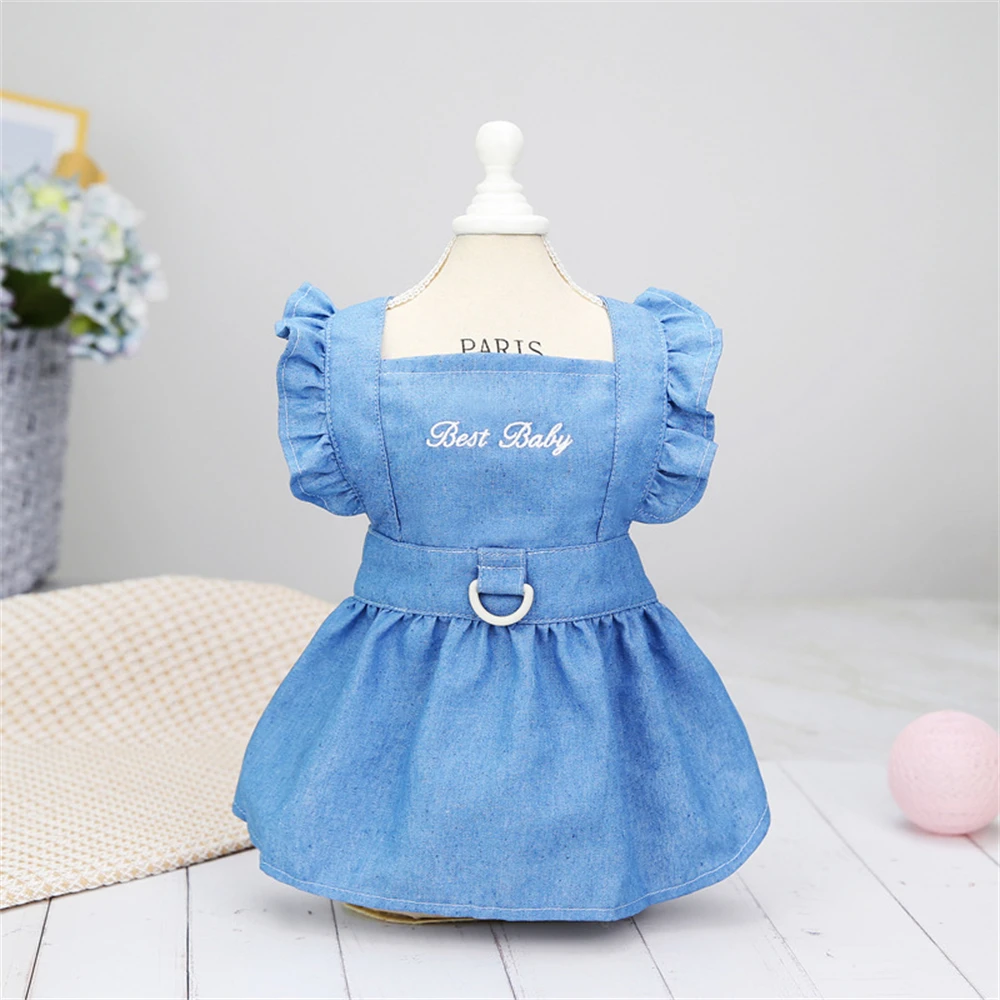 Puppy Clothes Refreshing And More Breathable Soft And Comfortable Fabric Light Blue Dark Blue Dog Dress Pet Clothes Comfortable