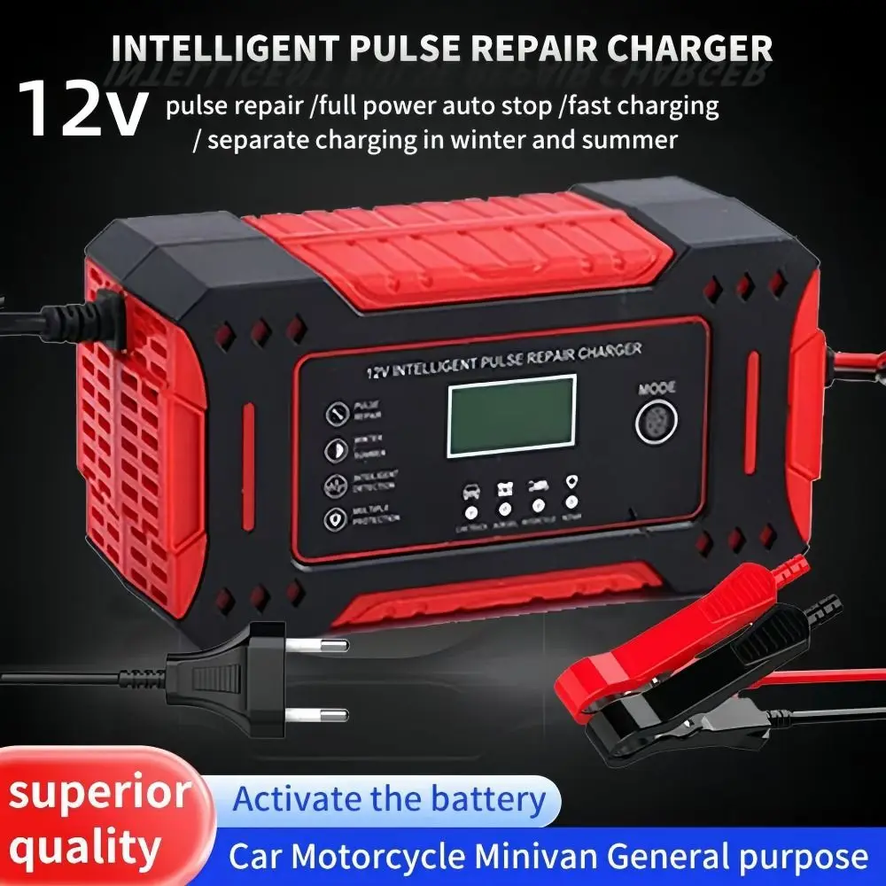 6A Output Intelligent Car Battery Charger LCD Display Pulse Repair Lead-Acid Battery Repair Special