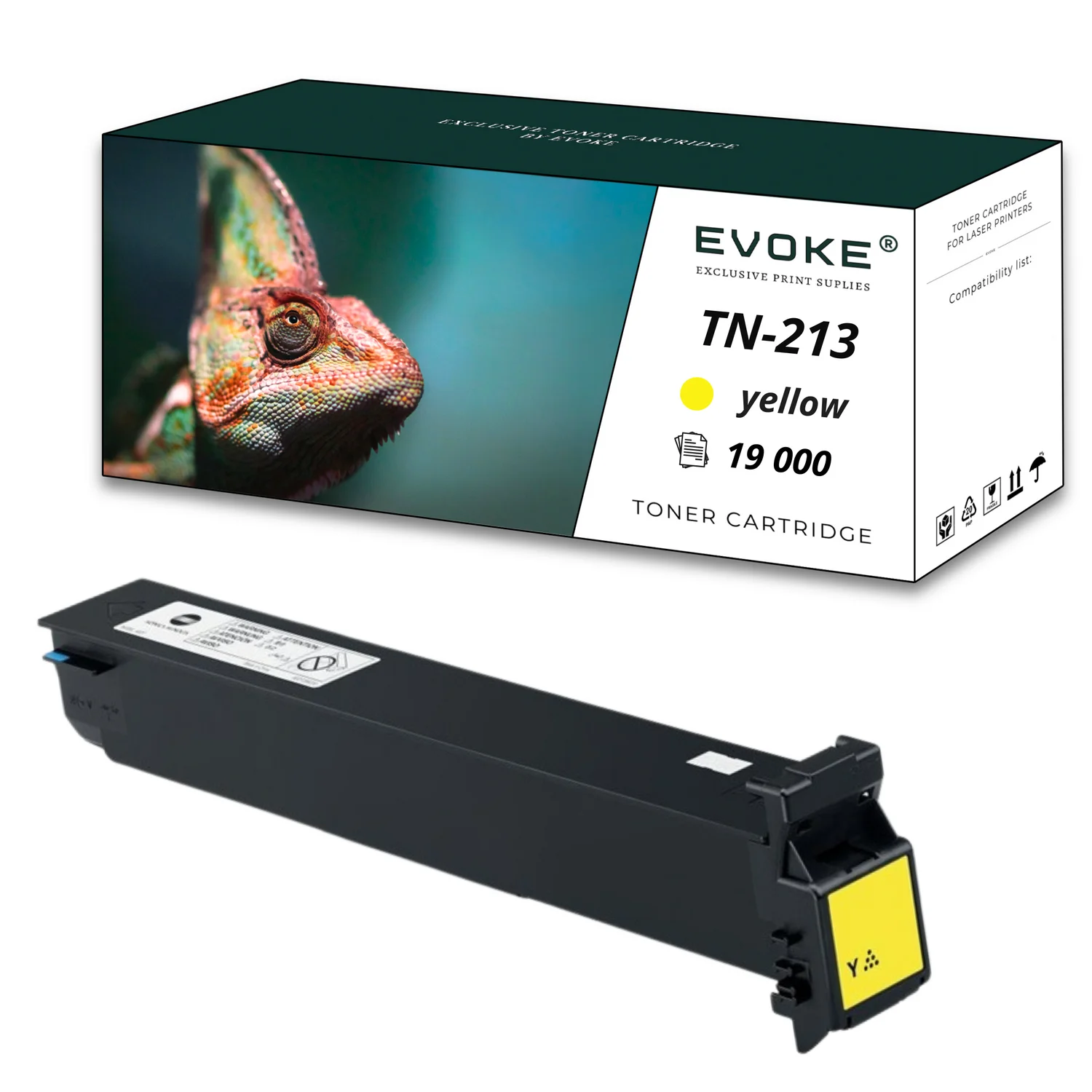 Evoke Compatibele Toner voor Konica Minolta Tn-213Y Tn213Y Tn-213 Tn213 A0D7252 Geel 19000 Pagina's C203 C253 C353