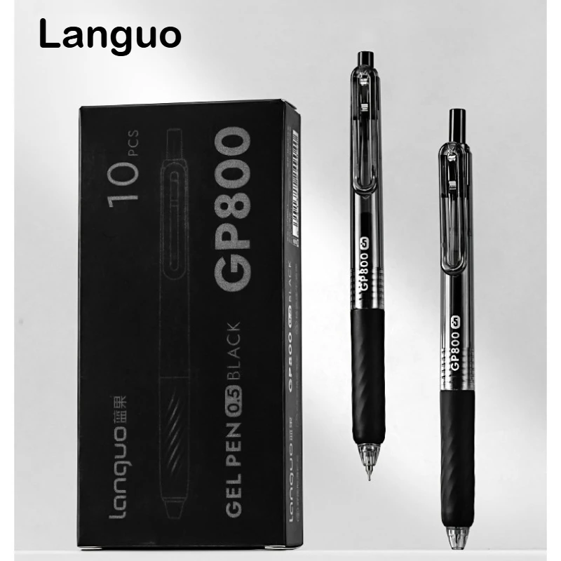 Languo Large Capacity Retractable Gel Pen 0.5mm CS High Precision Tip Black Red Smooth Writing Stationery School Art Supplies