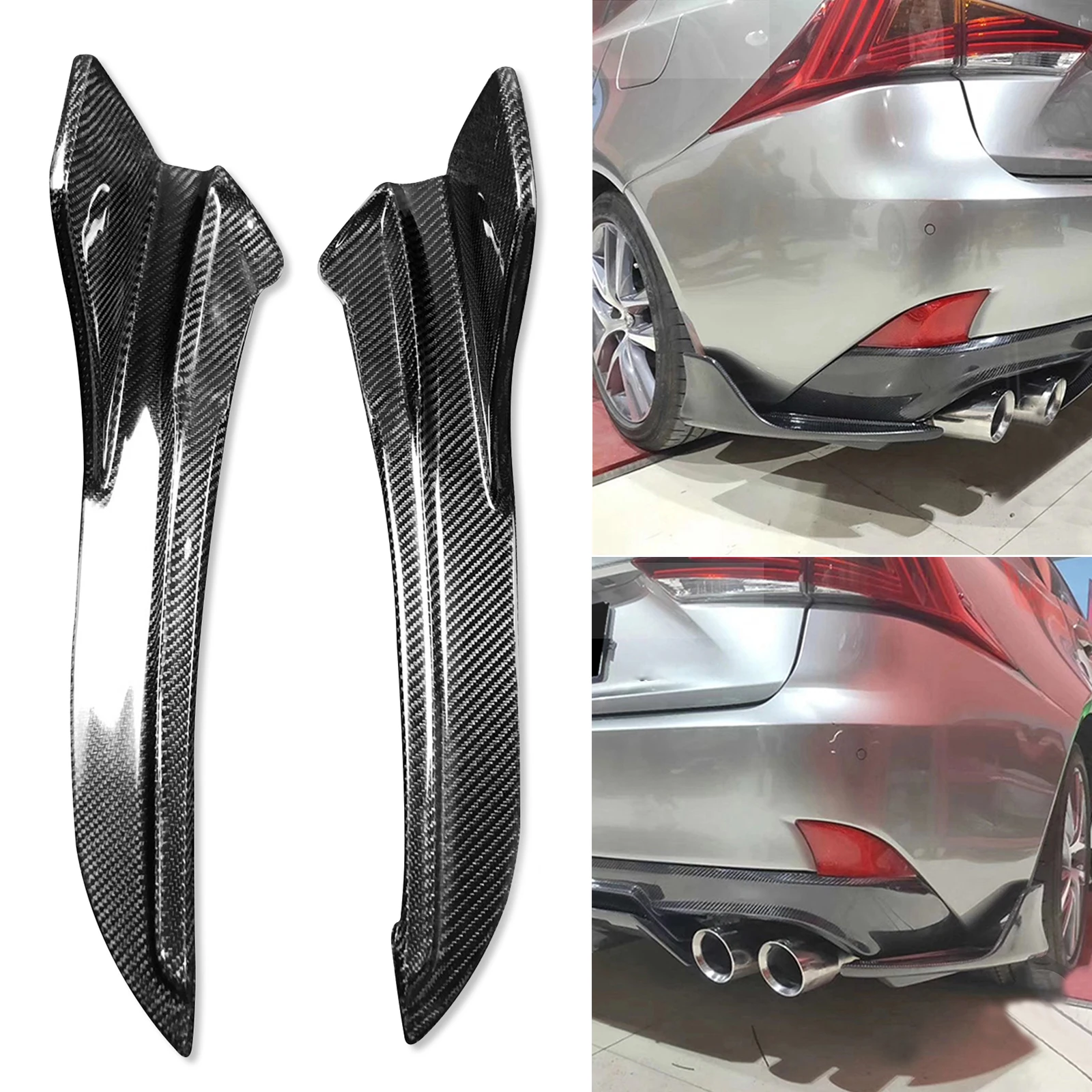 Carbon Fiber Rear Bumper Side Corner Extension Cover For Lexus IS250 IS300 17-19