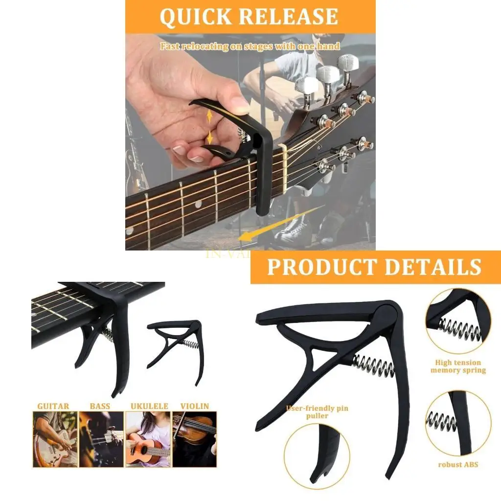Capo en movimiento guitarra M5TC para guitarra eléctrica diapasón recto, afinaciones guitarra clip