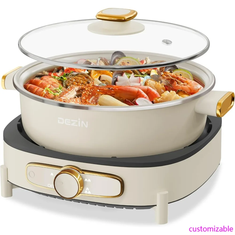 

Съемная кастрюля на 4 л, электрическая кастрюля Шабу Шабу с антипригарной поверхностью и регулируемыми настройками мощности