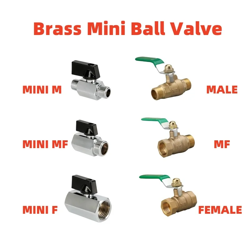 Brass Mini Ball Valve Air Compressor Water Gas Oil Shut Off Valve 1/8