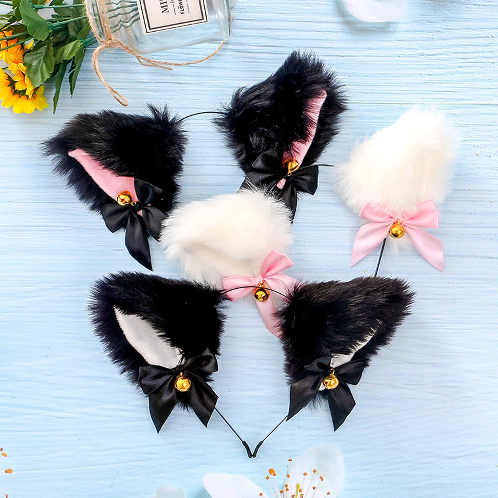 Aros de pelo de felpa con orejas de gato de zorro para mujer y niña, diadema de felpa esponjosa para Cosplay, tocado de fiesta para mascarada, accesorios para el cabello