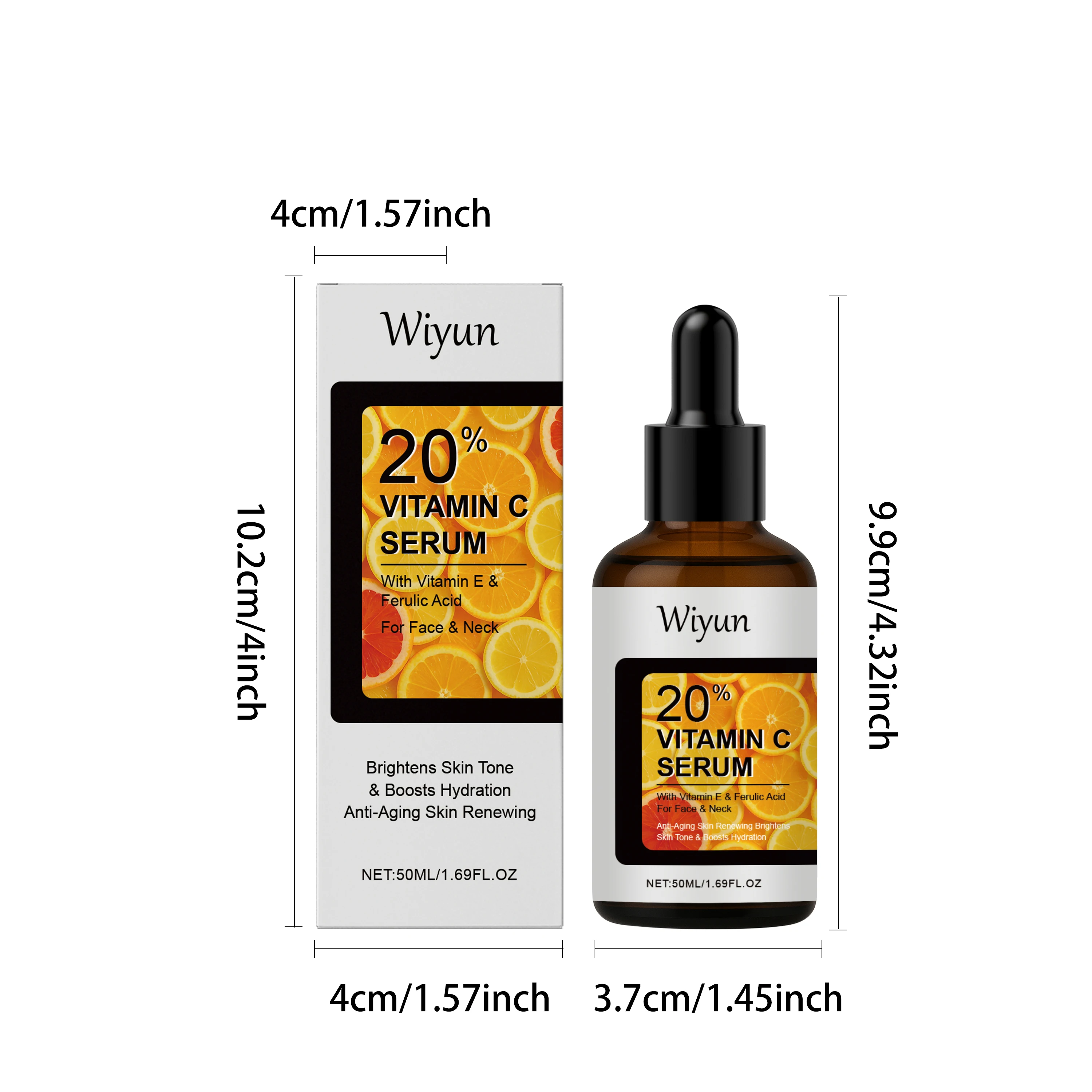 20% Vitamin C Serum with Vitamin E & Ferulic Acid – Brightening, Anti-Aging, Hydrating Facial Treatment for Glowing Skin – 50ml