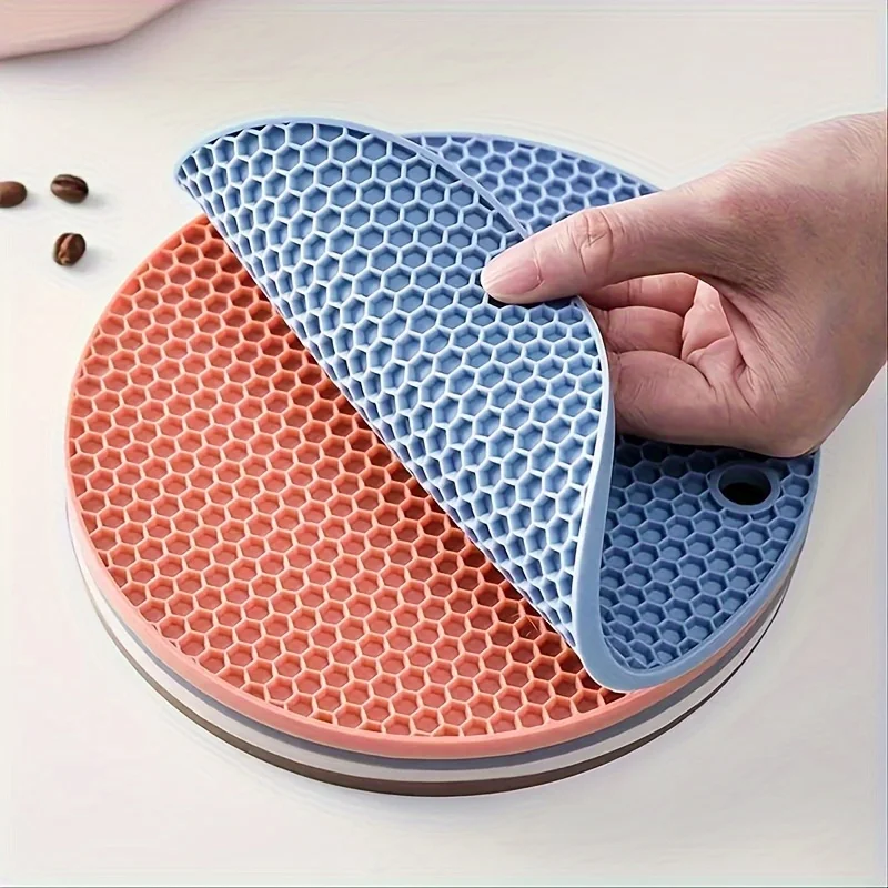 1/4pcs Durable Honeycomb Silicone Placemats - Non-Slip Grip, Stain-Resistant, Heatproof Table Mats for Stylish Kitchen & Dining