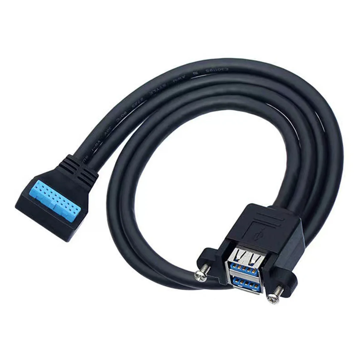 ABGN 90 Degree UP/Down Angle USB 3.0 19/20Pin to Dual USB-A Female Port Adapter Cable Motherboard Internal Extension Cord A