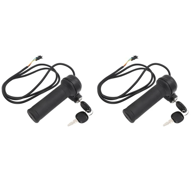 NEW HOT in Stock-2X Electric Bike Throttle Grip Full Twist Throttle Grip Throttle Lock Key For Electric Bike Throttle Gas Handle