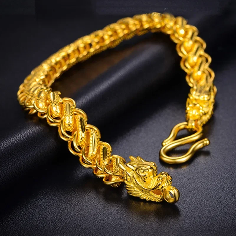 Pure Gold 18 KT Color Bracelets Jewelry for Men Bro Never Fade Gold Jewllery Birthday Wedding 18 K Gold Plated Bangles Bracelets