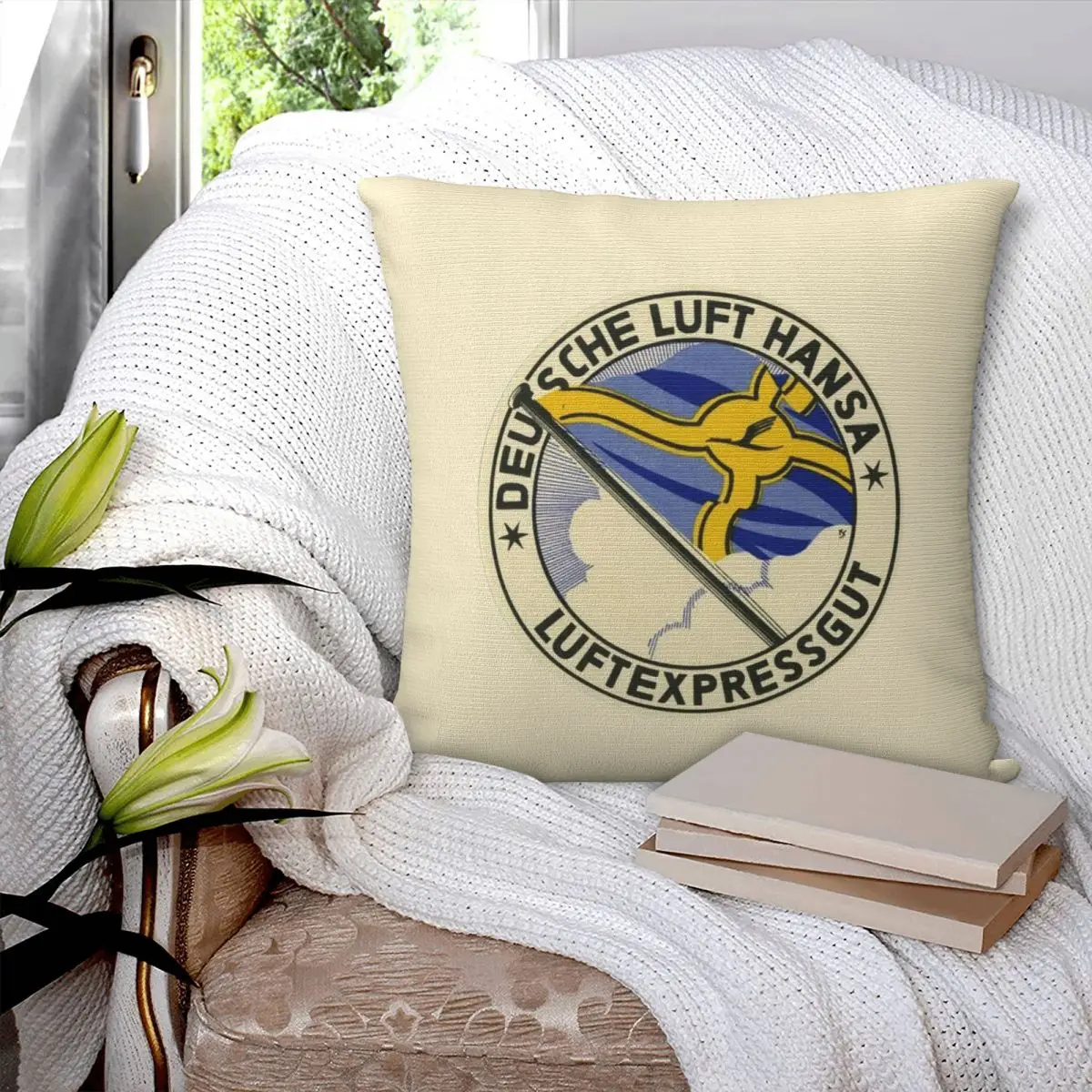 Deutsche Lufthansa Vintage Square Pillowcase Cushion Cover Pillow Case Throw Pillow Cover for Home Bedroom Car