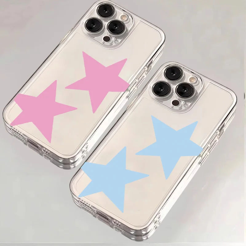 

Colorful Pentagram Pattern Phone Case For iPhone 16 15 14 13 12 11 Pro Max Mini X XS SE 7 Plus 16E Shockproof Soft Cover Fundas