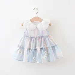 Summer Baby Girl Colorful Embroidered Flower Chiffon Dress Girl Princess Dress For Kids Girl