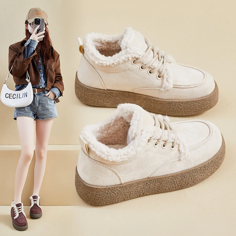 Женская хлопковая обувь с зимней обувью из толстого бархата, неглубокий рот, зимние сапоги на одну ногу, универсальная меховая обувь, теплая обувь для мам