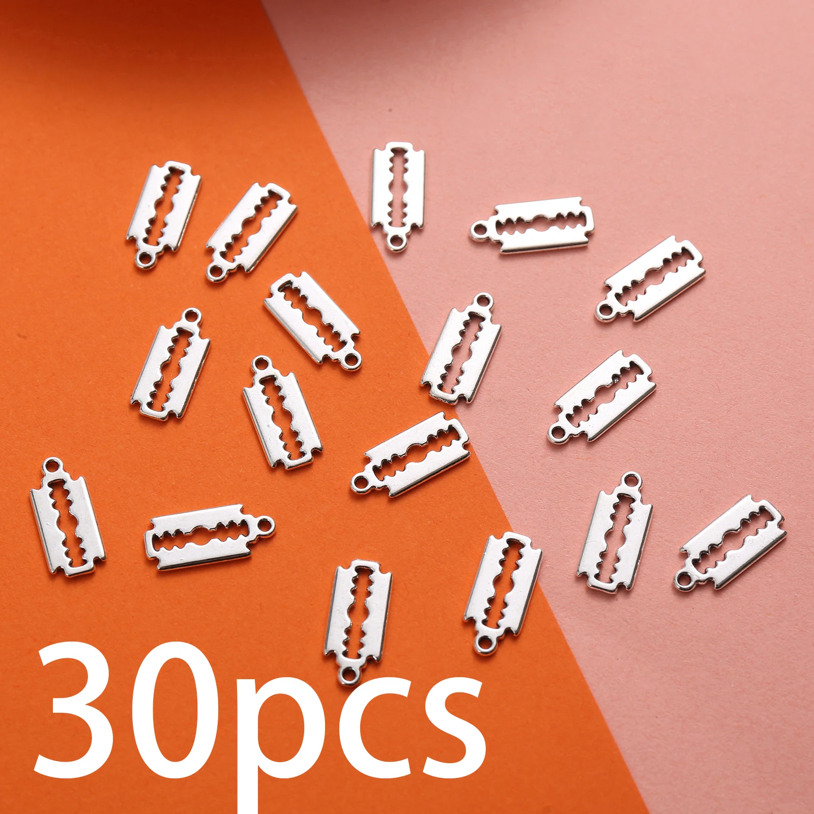 30 Pieces of Vintage Double-Sided Razor Blade Accessories, Razor Blade Pendants, Suitable for DIY Bracelets, Necklaces, Earrings, Punk Retro Handmade Beaded Jewelry Accessories
