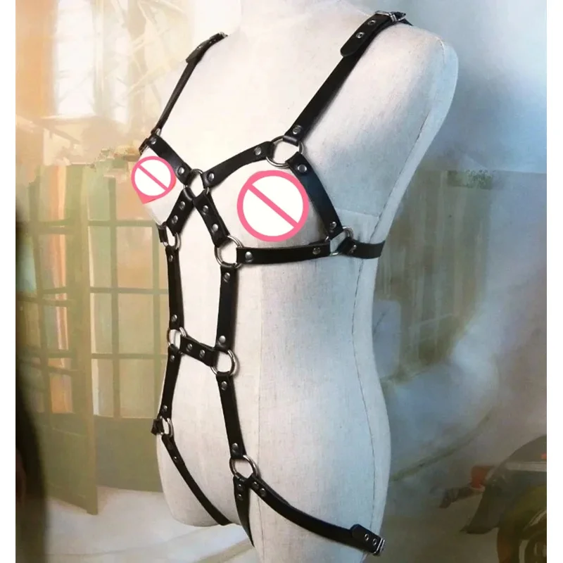 Lingerie Erotic Thigh Suspenders BDSM Body Bondage Bra Garter Stocking Cage Belts Gothic Leather Harness Set Women Sexy