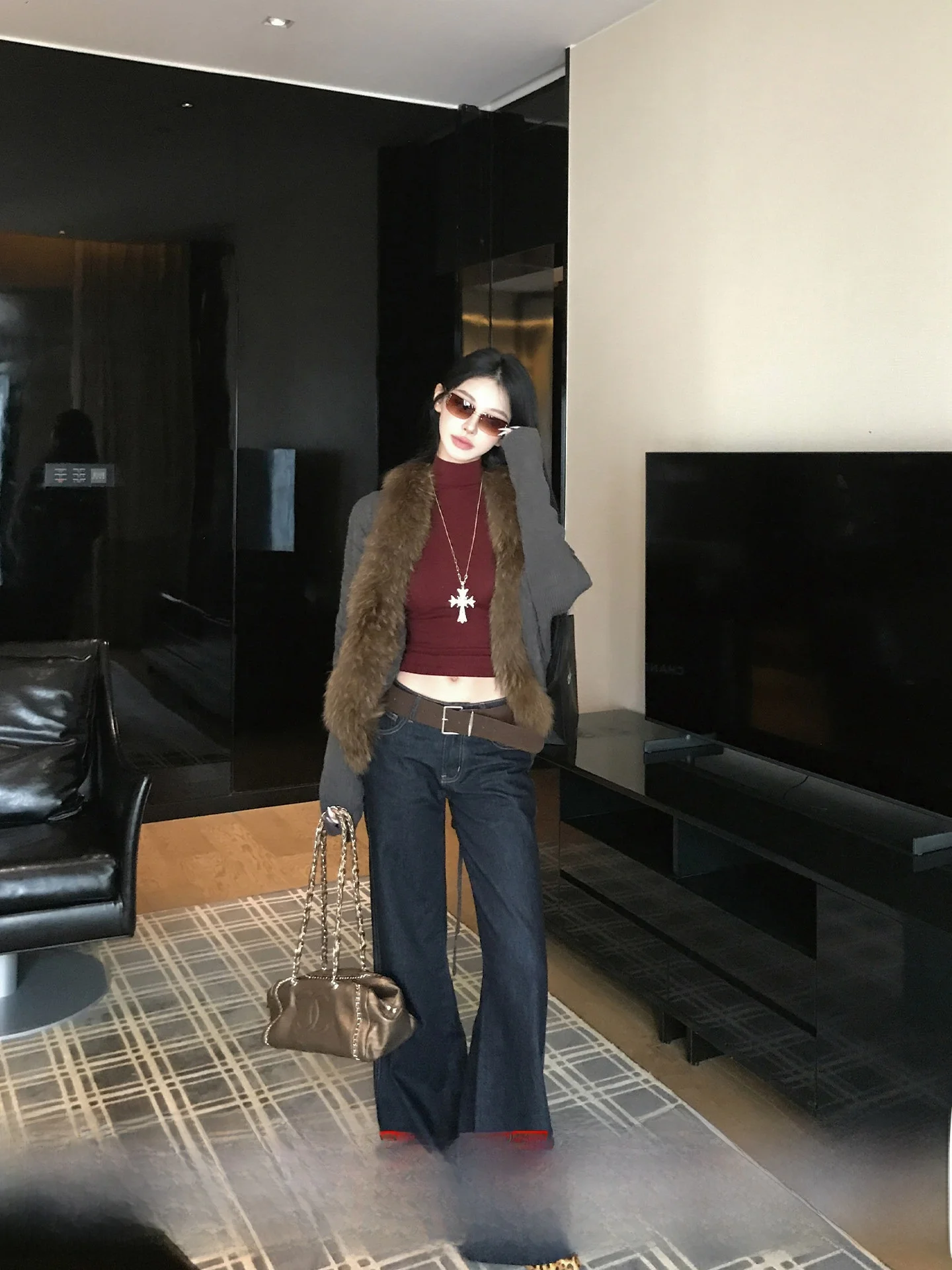 

Джинсы с высокой талией и прямыми штанинами, ретро-стиль, повседневные, универсальные, стройнящие, в пол, осенние, модные, женские, премиум-деним