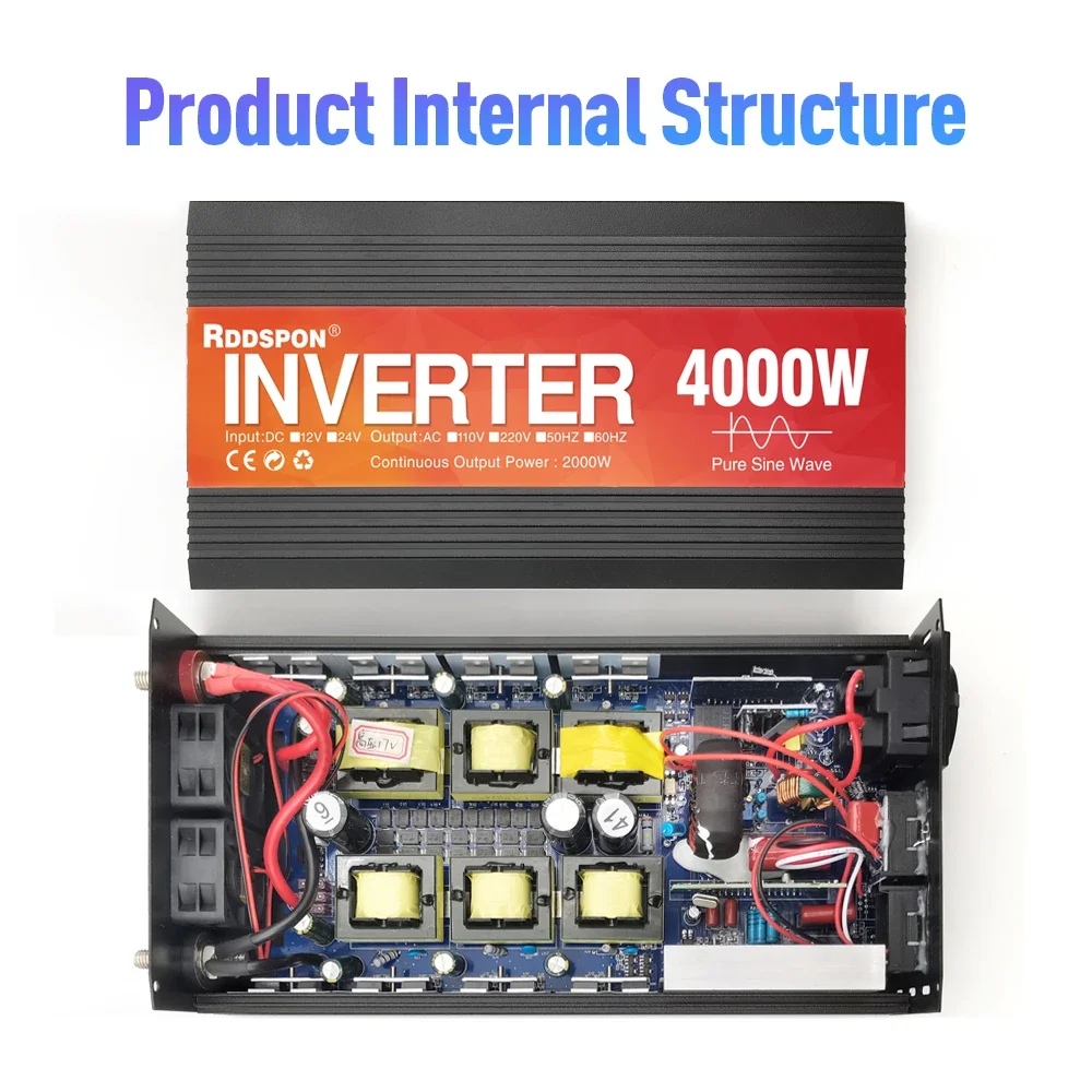 Power Inverter 12v 220v Pure Sine Wave 4000w 3000W 2000W 1600W 1000W Pure Sinus Wave Converter Solar Inverter Transformer