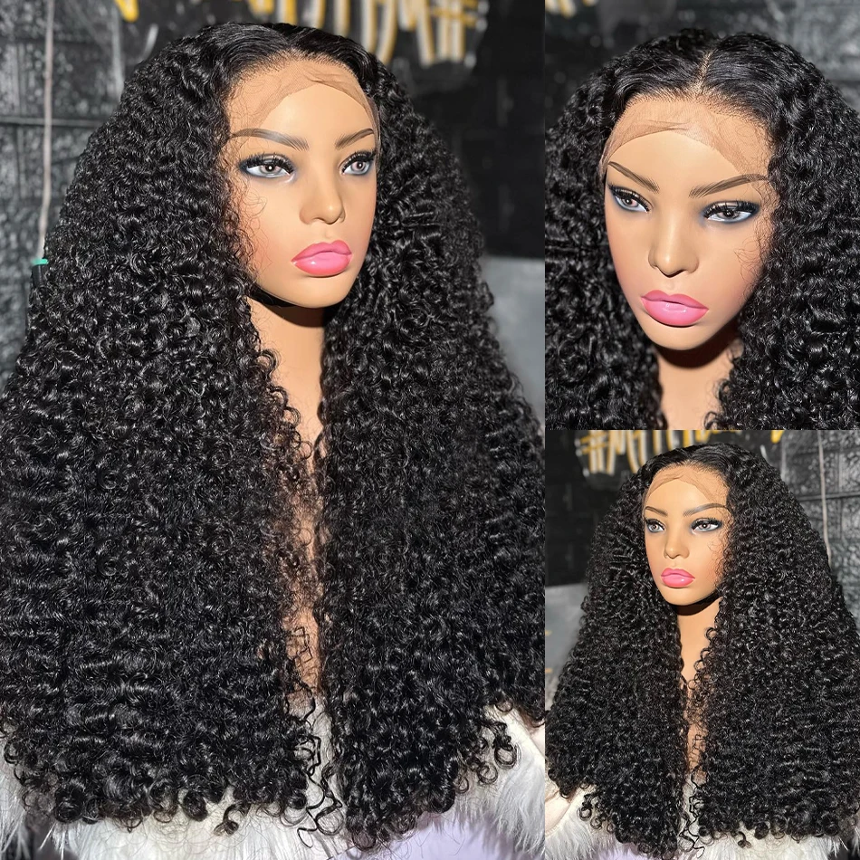 Brazilian 32 34 Inch Transparent Deep Wave 13x4 Frontal Human Hair Wigs Loose Curly HD Lace Front Wig For Women 220 Density