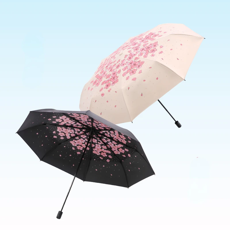 

Foldable Umbrella UV Protection 50+ Sunshade Umbrella Dual Use Cherry Blossom Umbrella with Uv Filter Parasol Female Umbrella