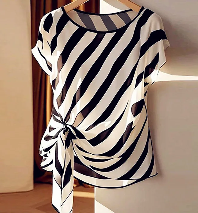 Women Short Sleeve Sexy Tops Tees Bow Strip Summer Casual Patchwork Fashion Slim T Shirt Shirts Tees
