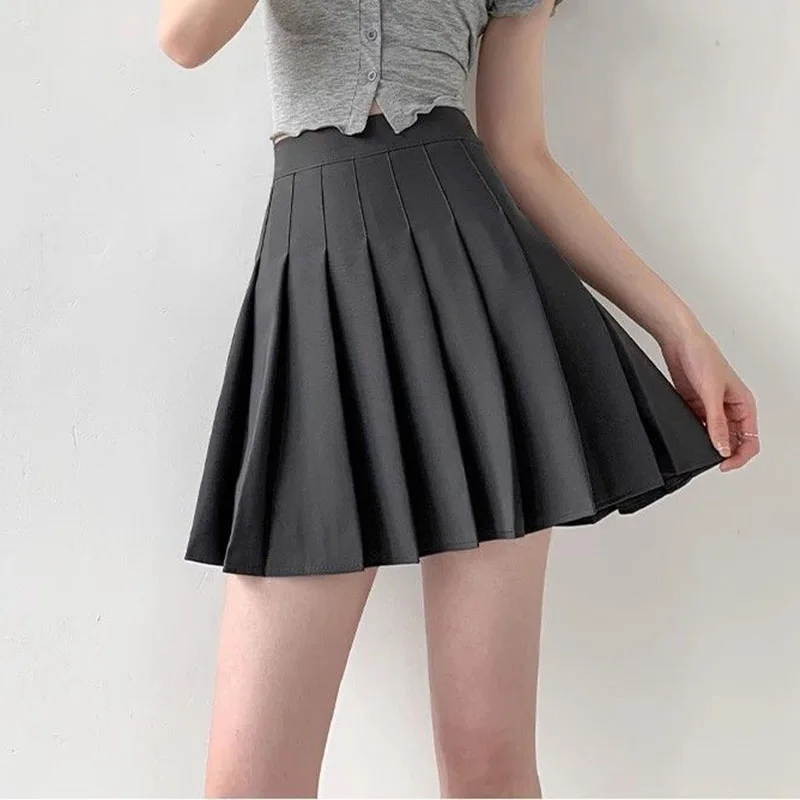 Lucyever Women Pleated Skirts Summer High Waist Zipper Jk Mini Skirts Girls Black White School Uniform Student A Line Skirt 2024