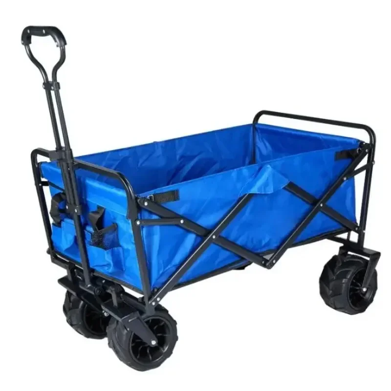 4 Wheels Heavy Duty Outdoor Garden Folding Beach Portable Camping Cart Wagon Cargo Trolley