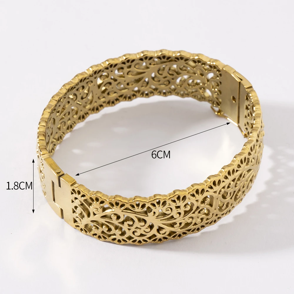 LUIZADA Vintage vergoldetes Armband für Frauen, Edelstahl, Luxus-Armreif für afrikanische Hochzeit, neue exquisite Braut, Verlobung – Detail 3