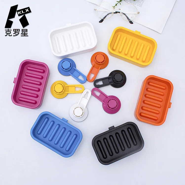 

Suction Cup Soap Dish Kitchen Sink Sponge Holder Tray Abs Bar for Shower Plastic Travel