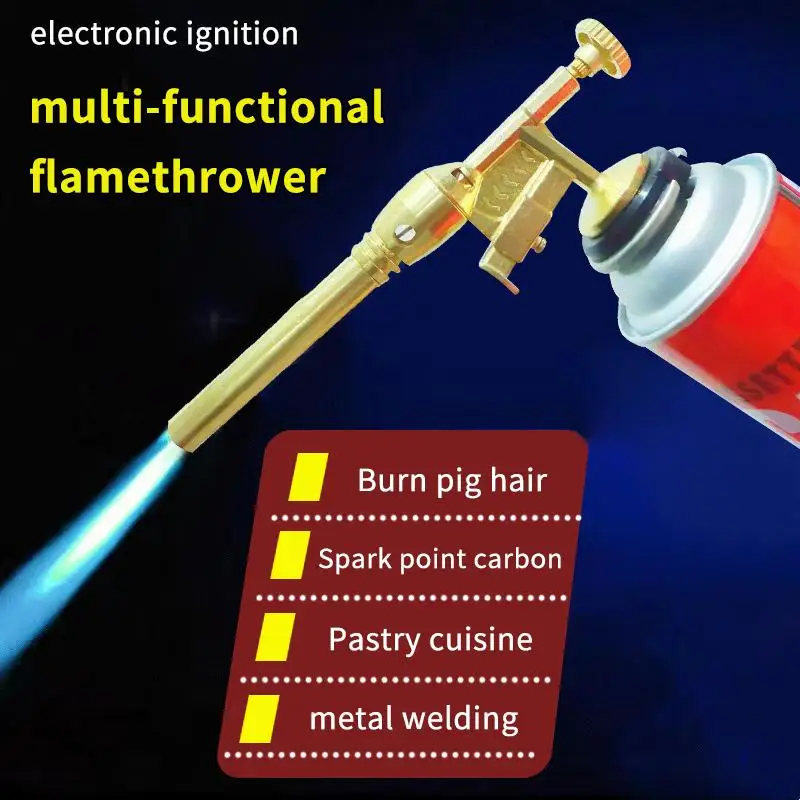 Portable Copper Gas Welding Torch Adjustable High Temperature Flame for Outdoor BBQ Metal Brazing