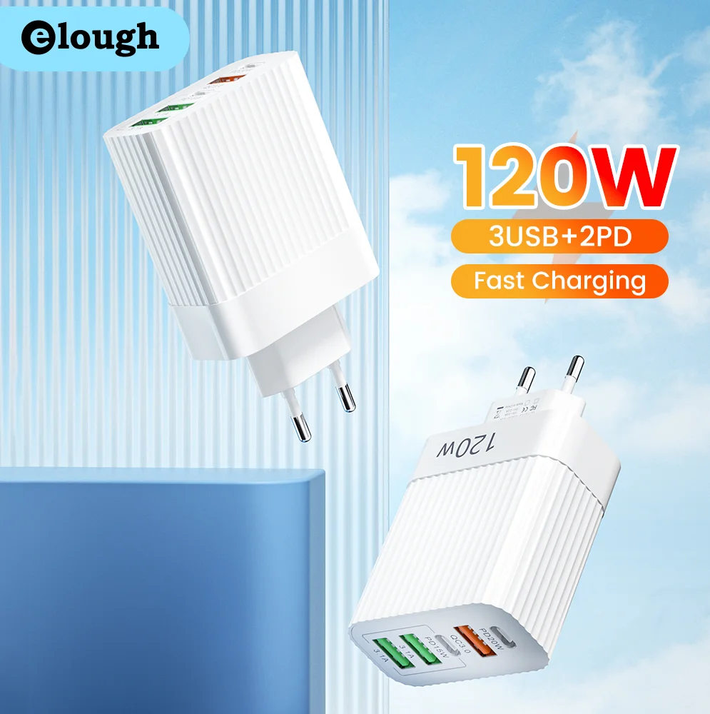 120W Fast Charger USB Type C PD Fast Charging Quick Charge 3.0 Adapter For Huawei Xiaomi Samsung Cellphones