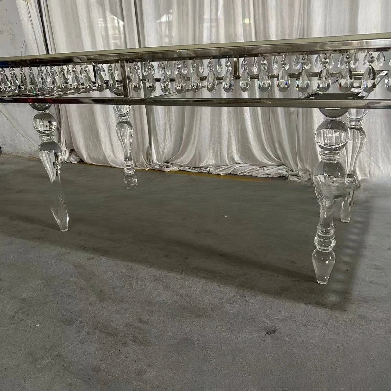 Wedding hall electroplated crystal wedding groom and bride table