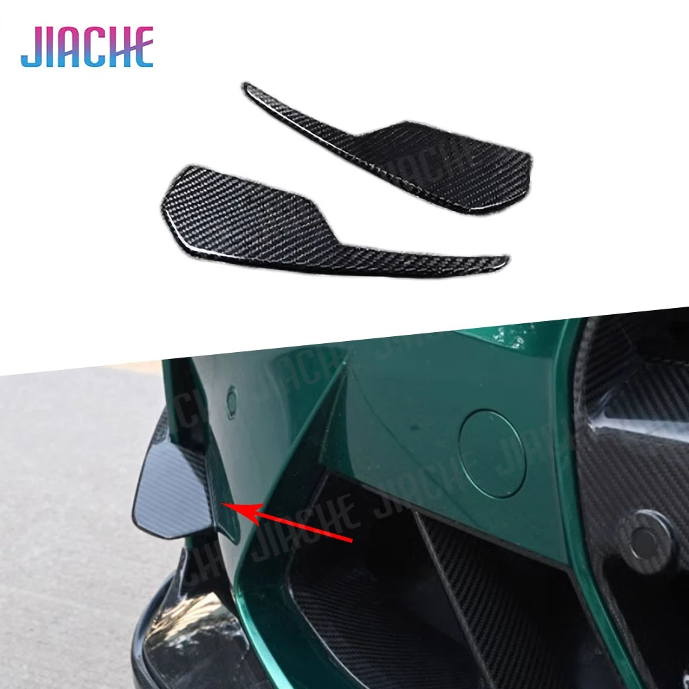 

Накладки на передний бампер JIACHE для BMW G80 M3 G82 G83 M4 2021+ сухое углеродное волокно, боковые вентиляционные отверстия, разветвители вентиляционных отверстий, плавники