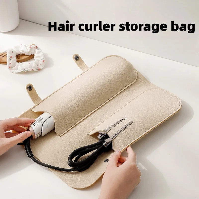 Hairdressing Tool Storage Bag -Travel Organizer with Double Pocket Design Durable Fabric Ideal for Curling Irons Straightener