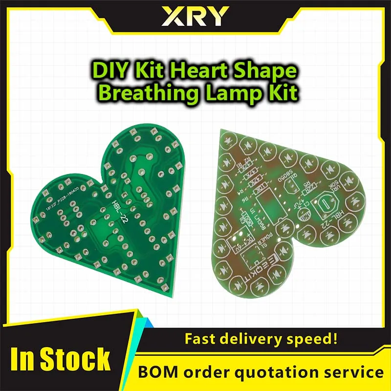 DIY Kit Heart Shape Breathing Lamp Kit Breathing LED Suite Red White Blue Green Electronic Production for Learning laboratory