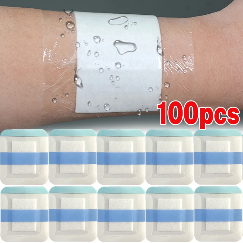 1/100pcs Transparent PU Self-Adhesive Bandage Waterproof Stretch Tape Tattoos Swimming Travel Outdoor Camp Daily Emergency Kits