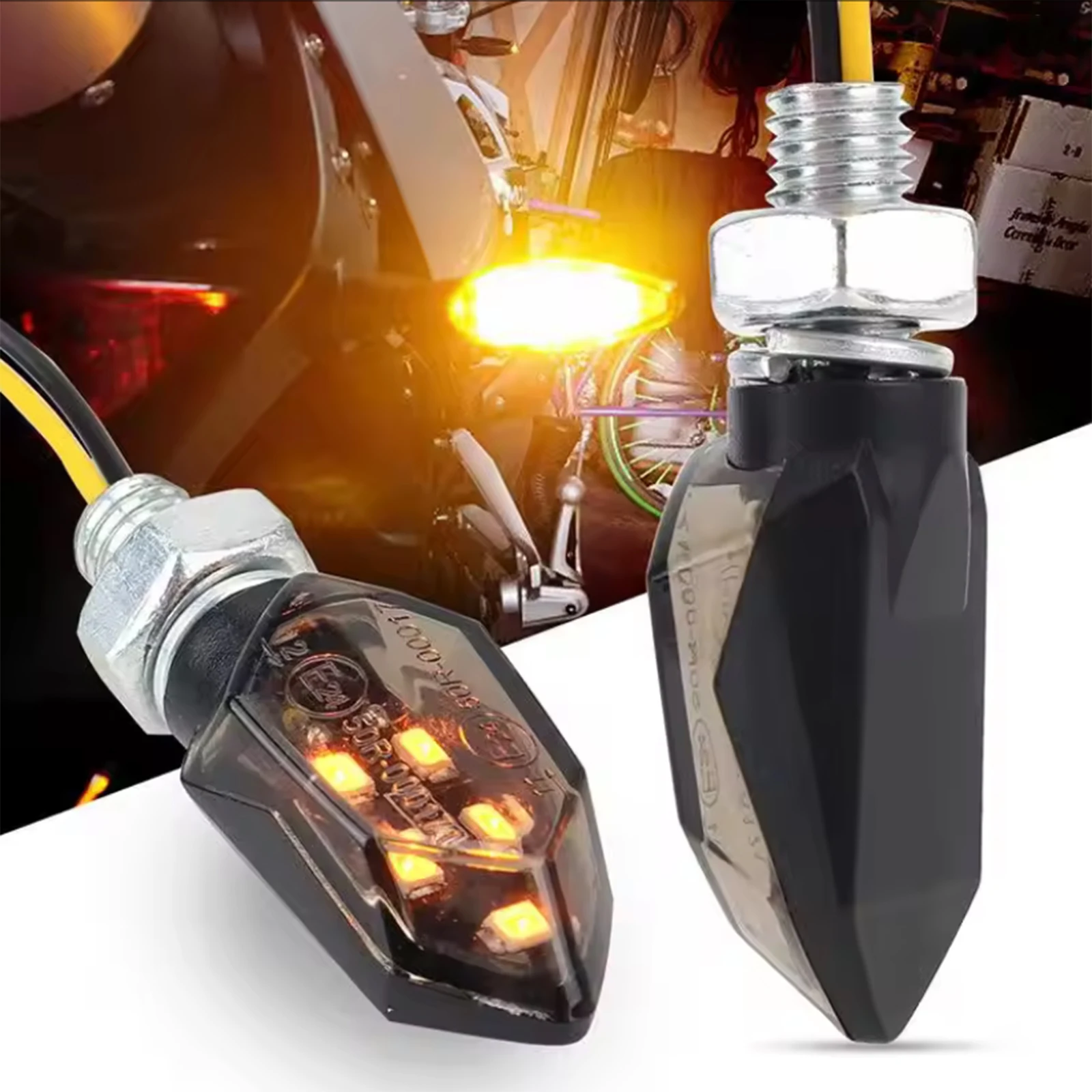 

2Pcs Super Bright Motorcycle LED Turn Signal Light Universal Led Motorbike Lamp Amber Blinker LED Indicators Light
