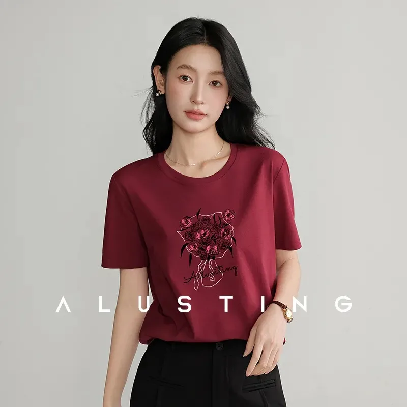 

Летняя женская футболка с цветочным принтом - повседневный топ с коротким рукавом