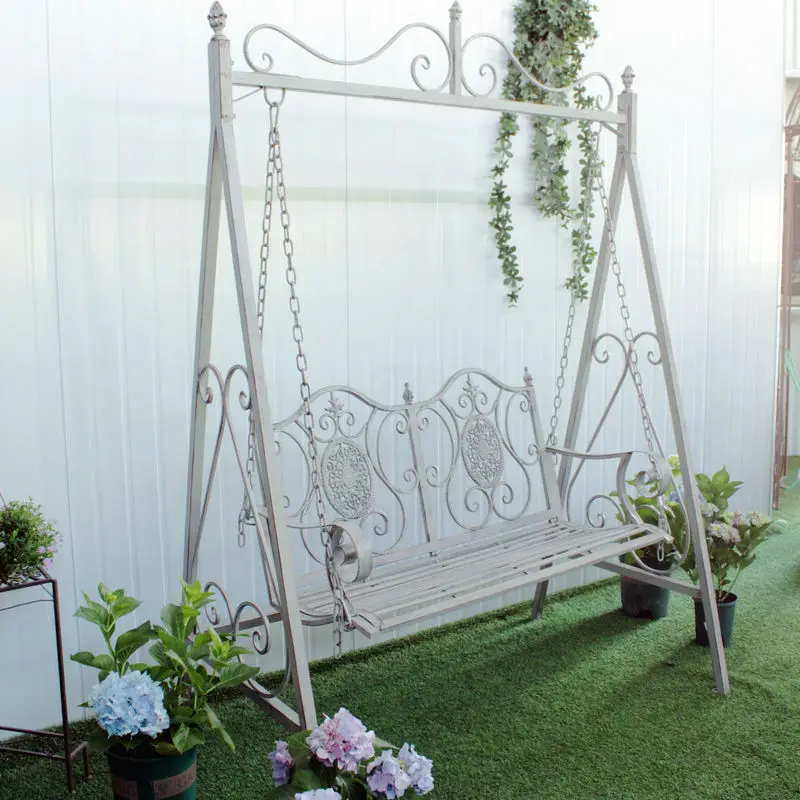 Vintage wrought iron, outdoor swing,  garden, balcony, terrace, indoor courtyard, single and double hanging baskets